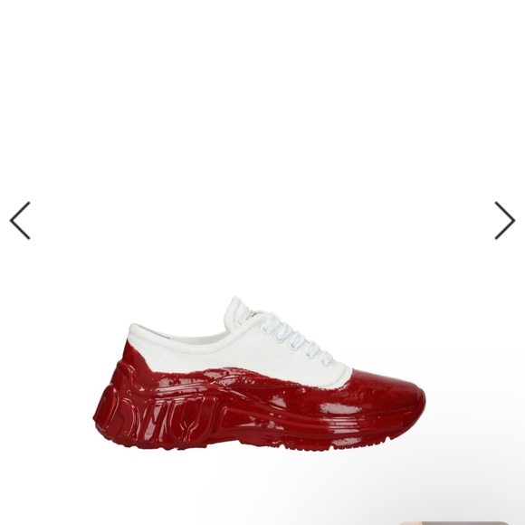 Authentic Miu Miu PRADA Red White Knit Rubber Logo Low Top Platform SZ: 38.5 - Picture 2 of 3